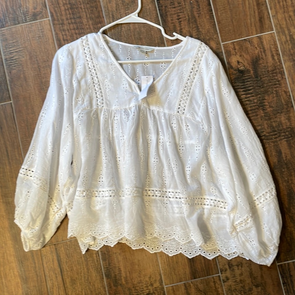 American Eagle White Boho Top